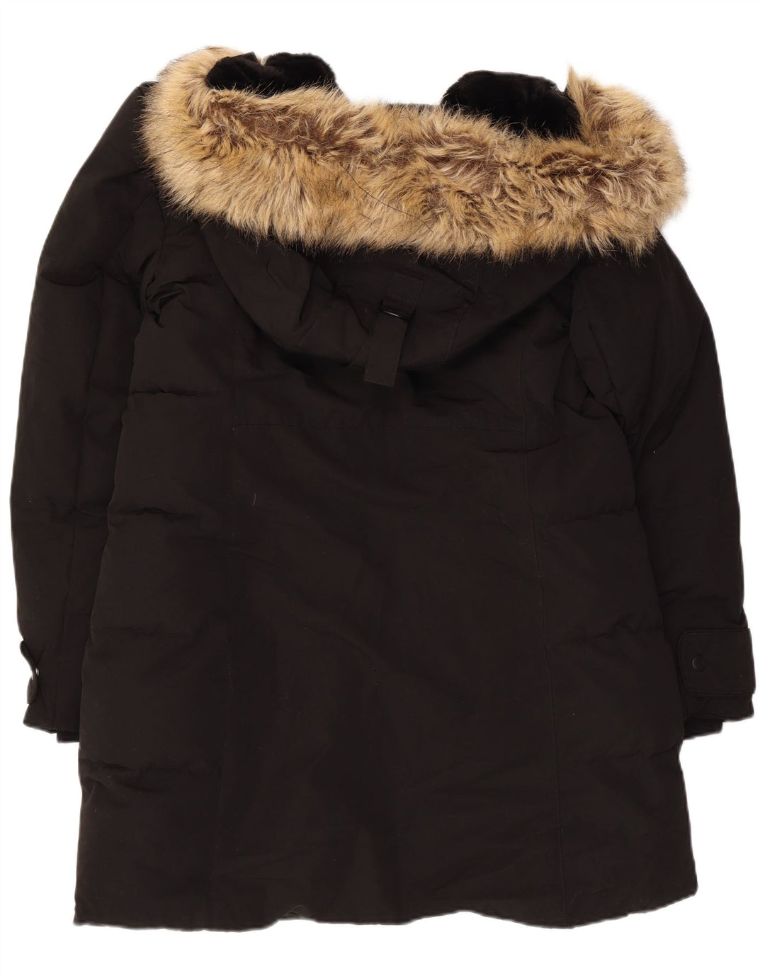 Zara Manteau rembourré à capuche pour femme UK 16 Large Noir Polyester