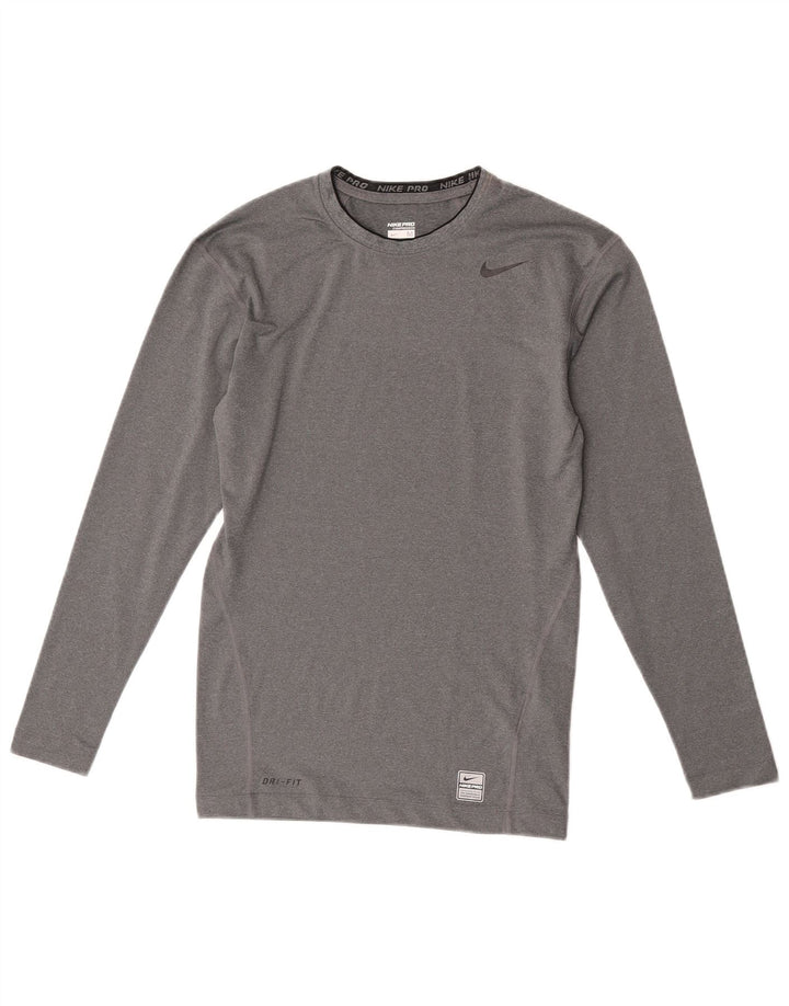 Nike Haut de Compression à Manches Longues pour Homme Gris Moyen Moucheté Polyester