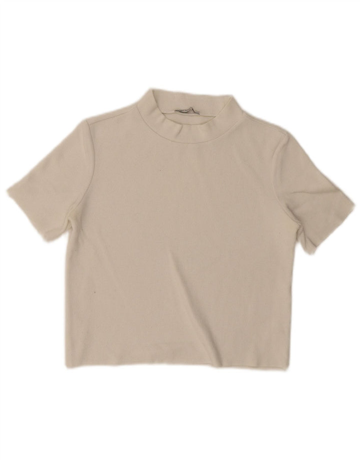 Zara Femmes Trafaluc Crop Top UK 10 Petit Blanc Cassé