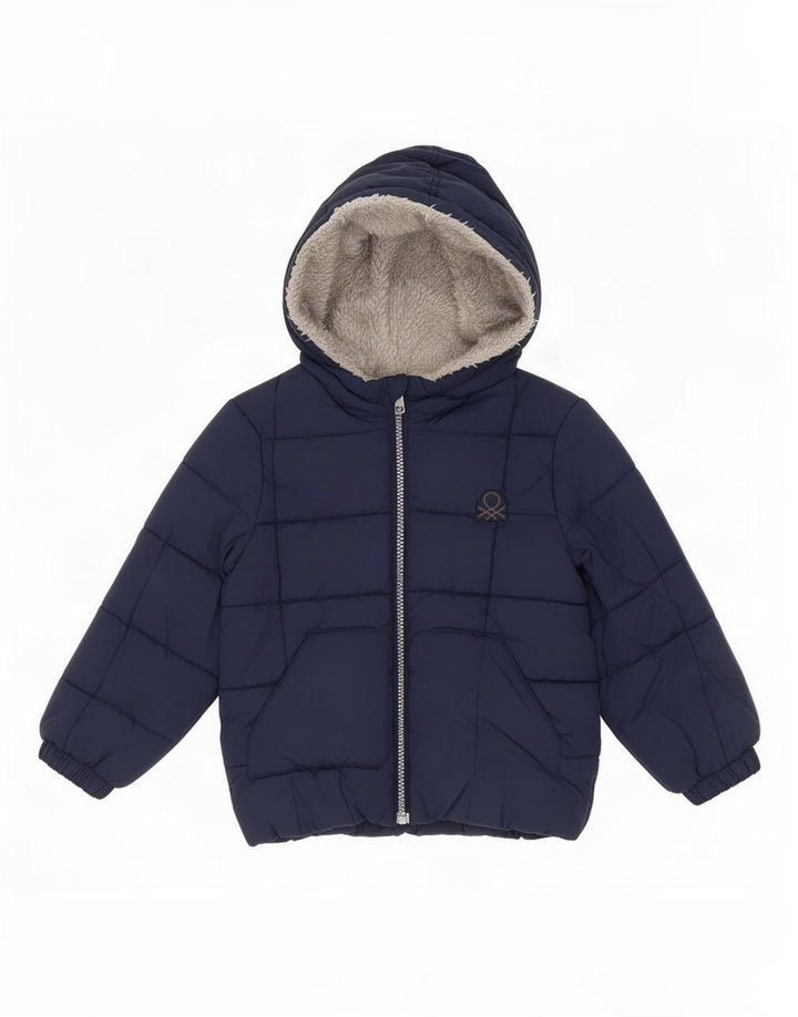 Benetton Veste matelassée à capuche garçon 2-3 ans Bleu marine Polyester