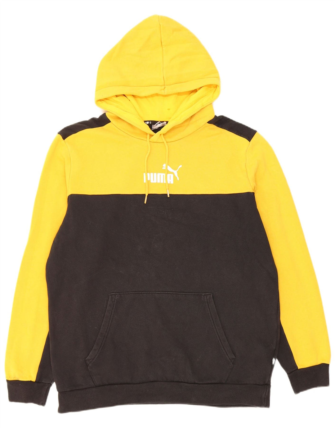 Puma Pull à capuche en coton color block homme jaune moyen