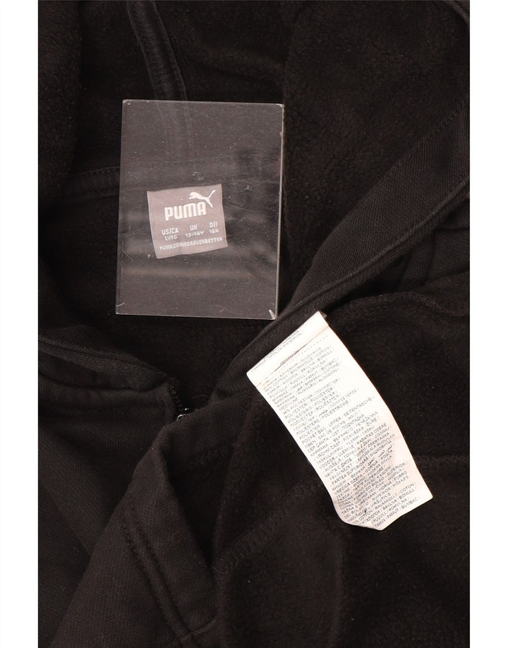 PUMA Sweat à capuche zippé graphique pour fille 13-14 ans Noir Coton