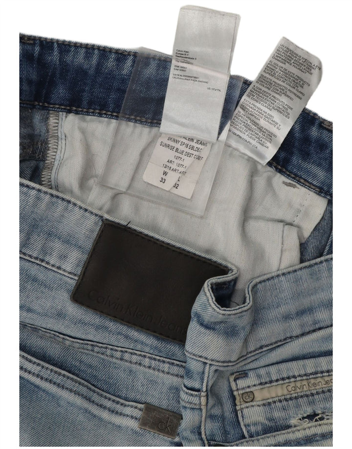 CALVIN KLEIN Jean skinny effet vieilli pour homme 33 L32 Bleu Coton