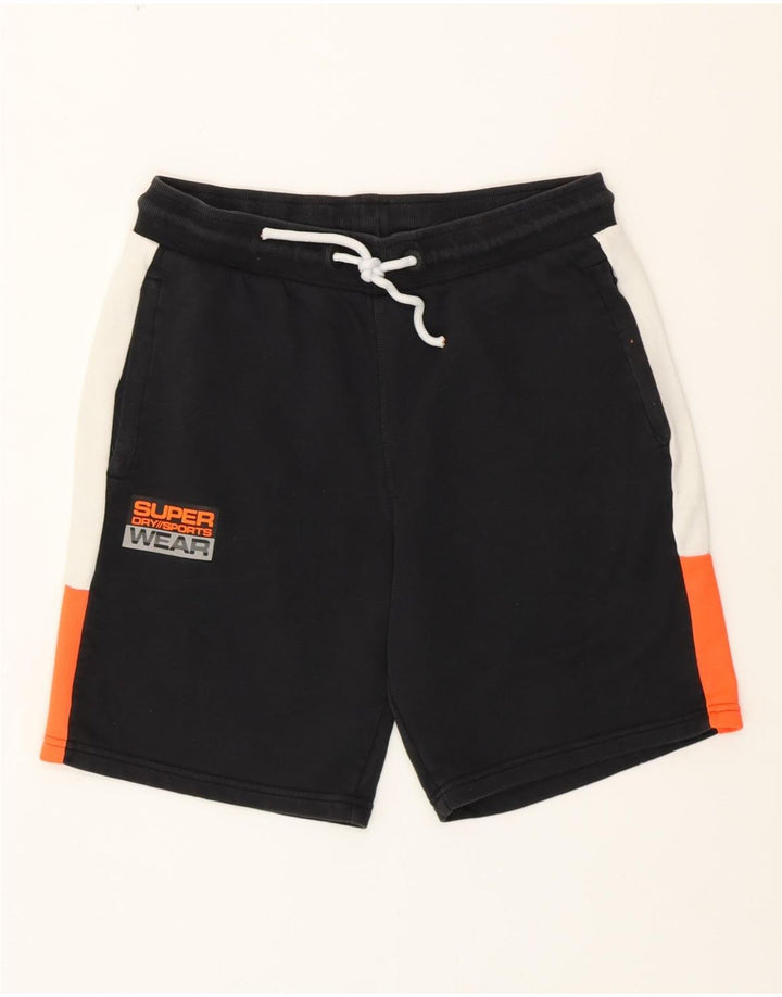 SUPERDRY Short de Sport Graphique Homme Grand Noir Colorblock Coton