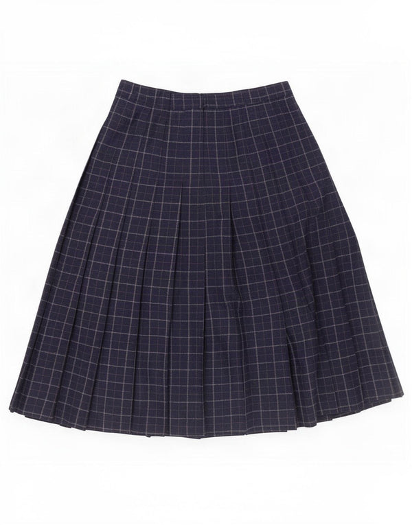 St Michael Jupe trapèze pour femme UK 14 Medium W28 Bleu marine à carreaux en polyester