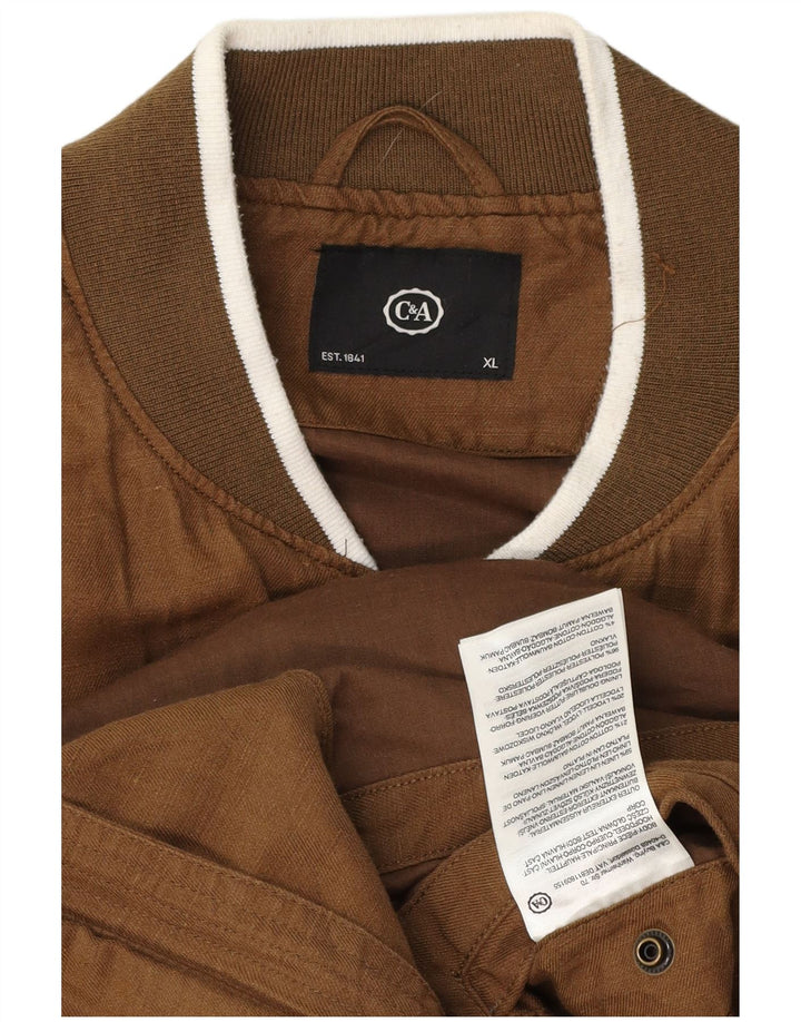 C & A Veste Bomber Homme UK 42 XL Coton Marron