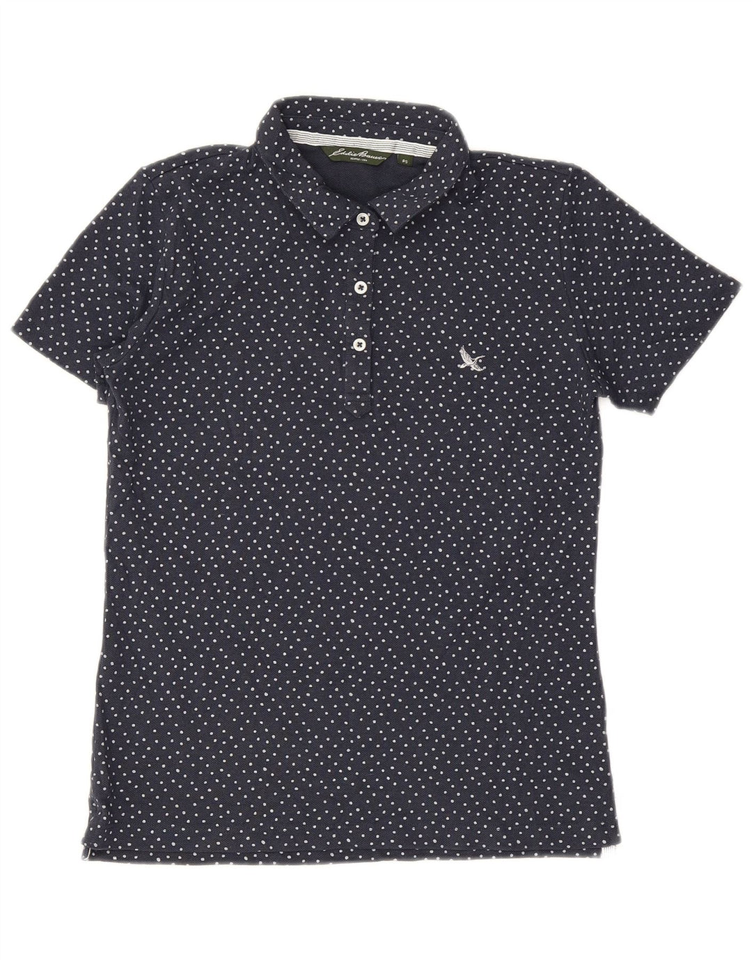 EDDIE BAUER Polo Femme UK 10 Petit Bleu Marine à Pois