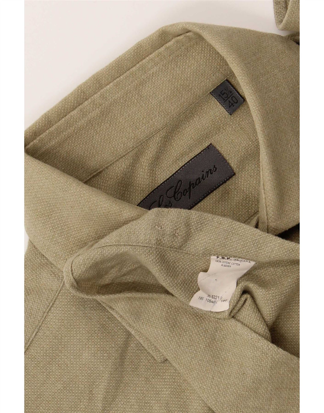 Les Copains Chemise Regular Fit Homme Taille 15 1/2 40 Coton Vert Moyen