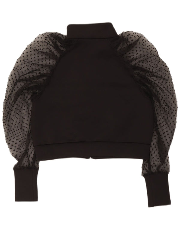 Zara Womens Crop Cardigan Top UK 10 Petit Noir Polyester