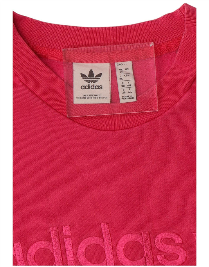 Adidas Sweat-shirt surdimensionné graphique pour femme UK 12 Rose moyen