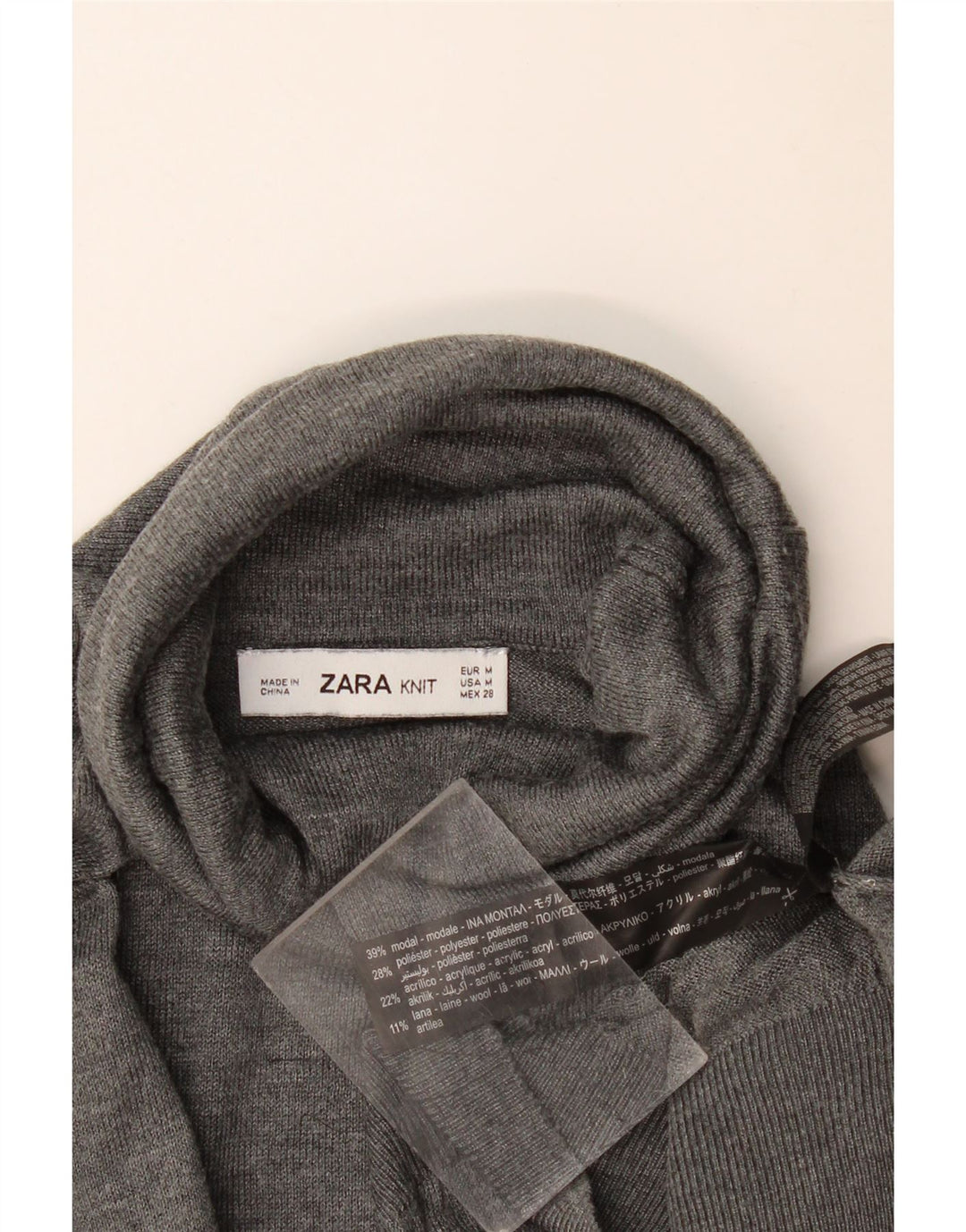 Zara Pull col roulé pour femme UK 14 Gris moyen Modal