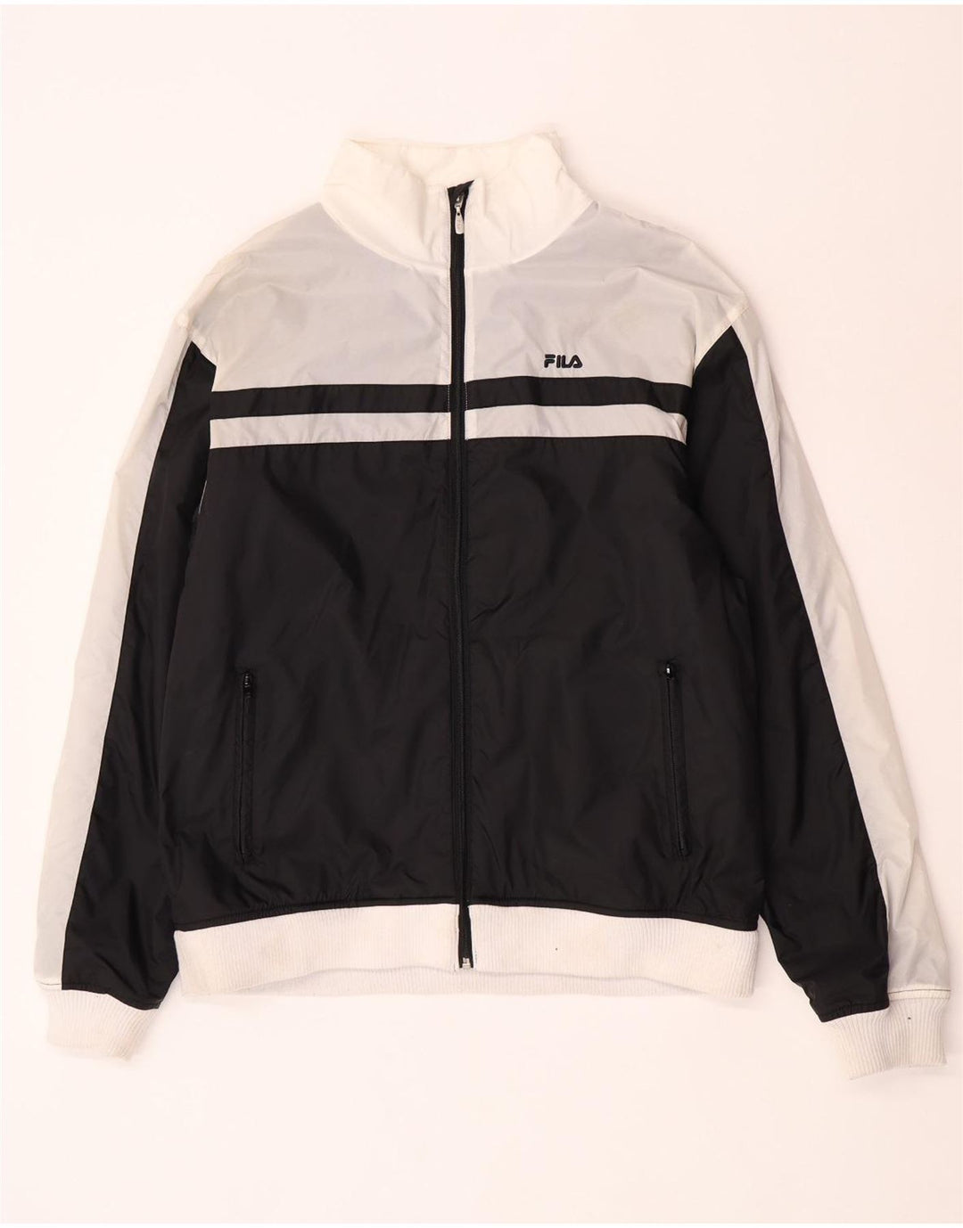 Fila Bomber Jacket Homme UK 40 Large Noir Colorblock Polyamide