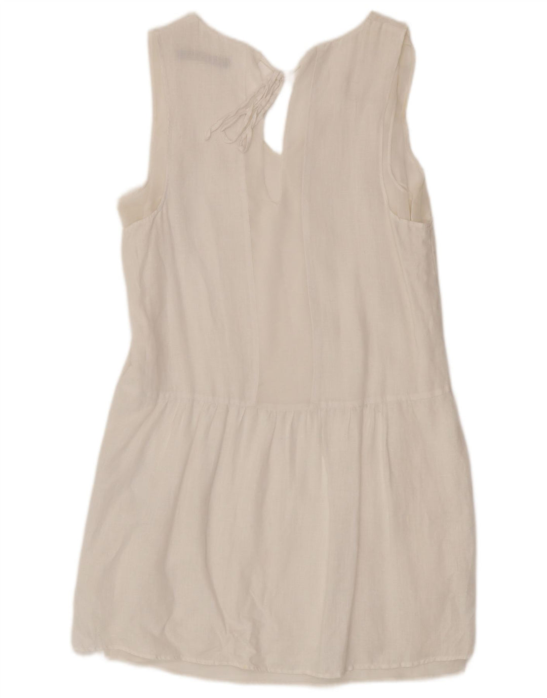 Zara Robe droite sans manches pour femme UK 10 Petit lin blanc