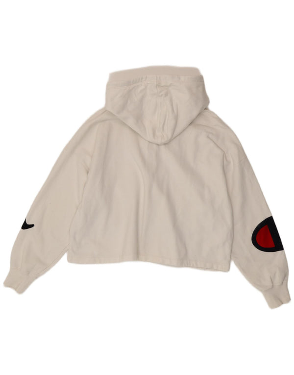 Champion Pull à capuche surdimensionné avec col zippé pour femme UK 16 Large Blanc