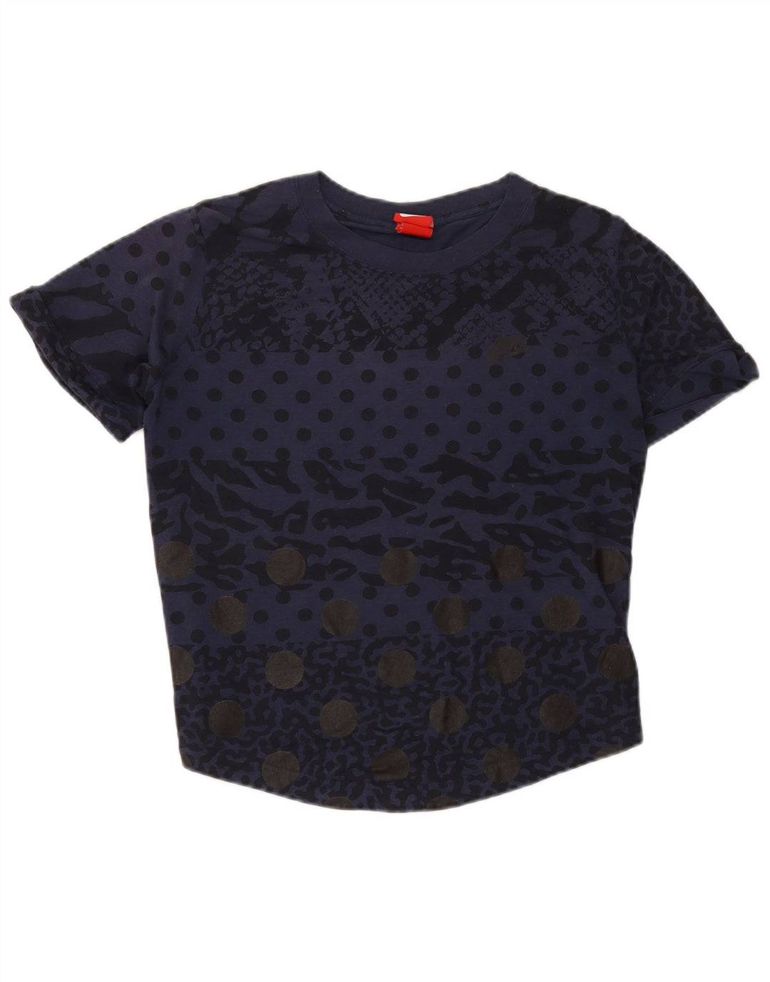 Nike T-shirt à motif abstrait pour femme UK 14 Bleu marine moyen
