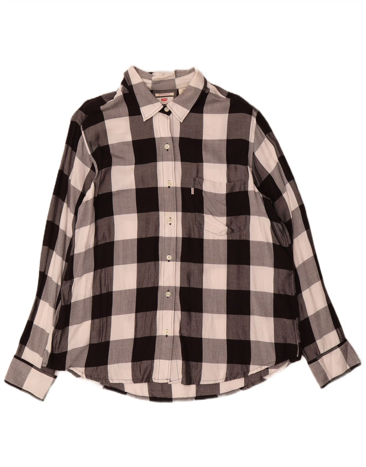Levi's Chemise en flanelle Boyfriend pour femme UK 16 Large Vichy noir