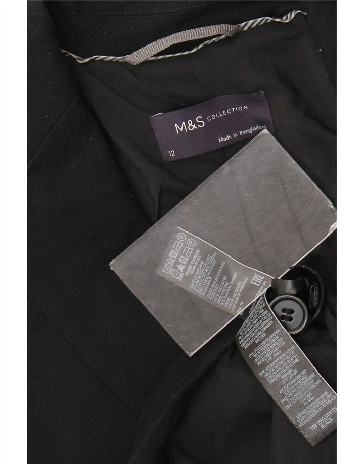 Marks & Spencer Veste blazer à 2 boutons pour femme UK 12 Noir moyen Polyester
