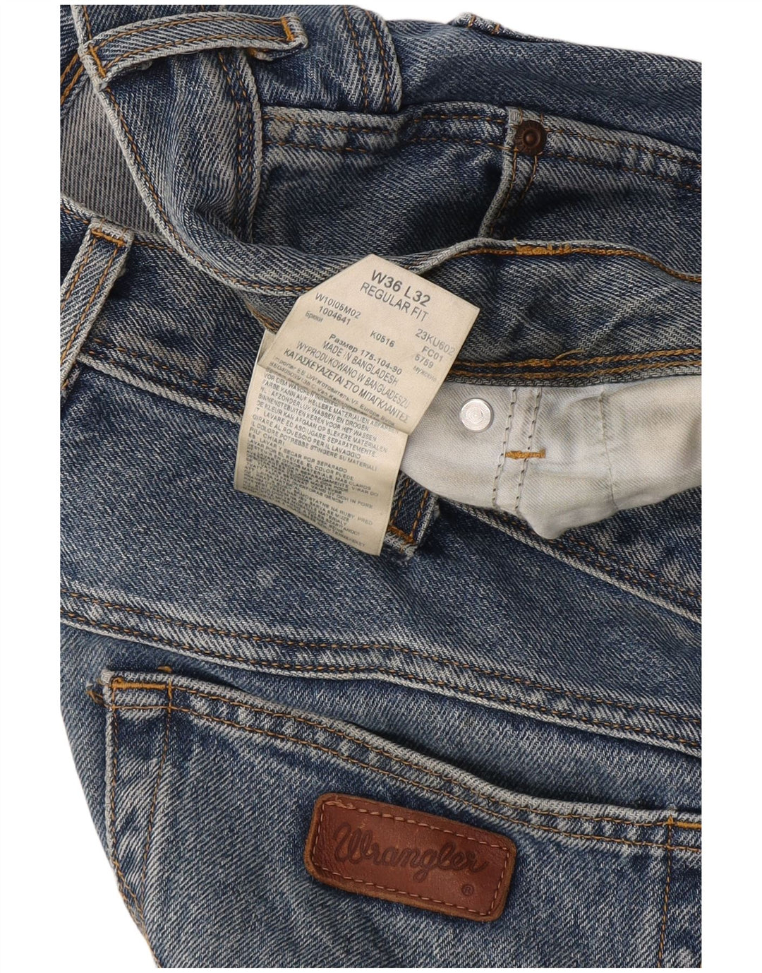 Wrangler Jean droit coupe droite W36 L32 en coton bleu pour homme
