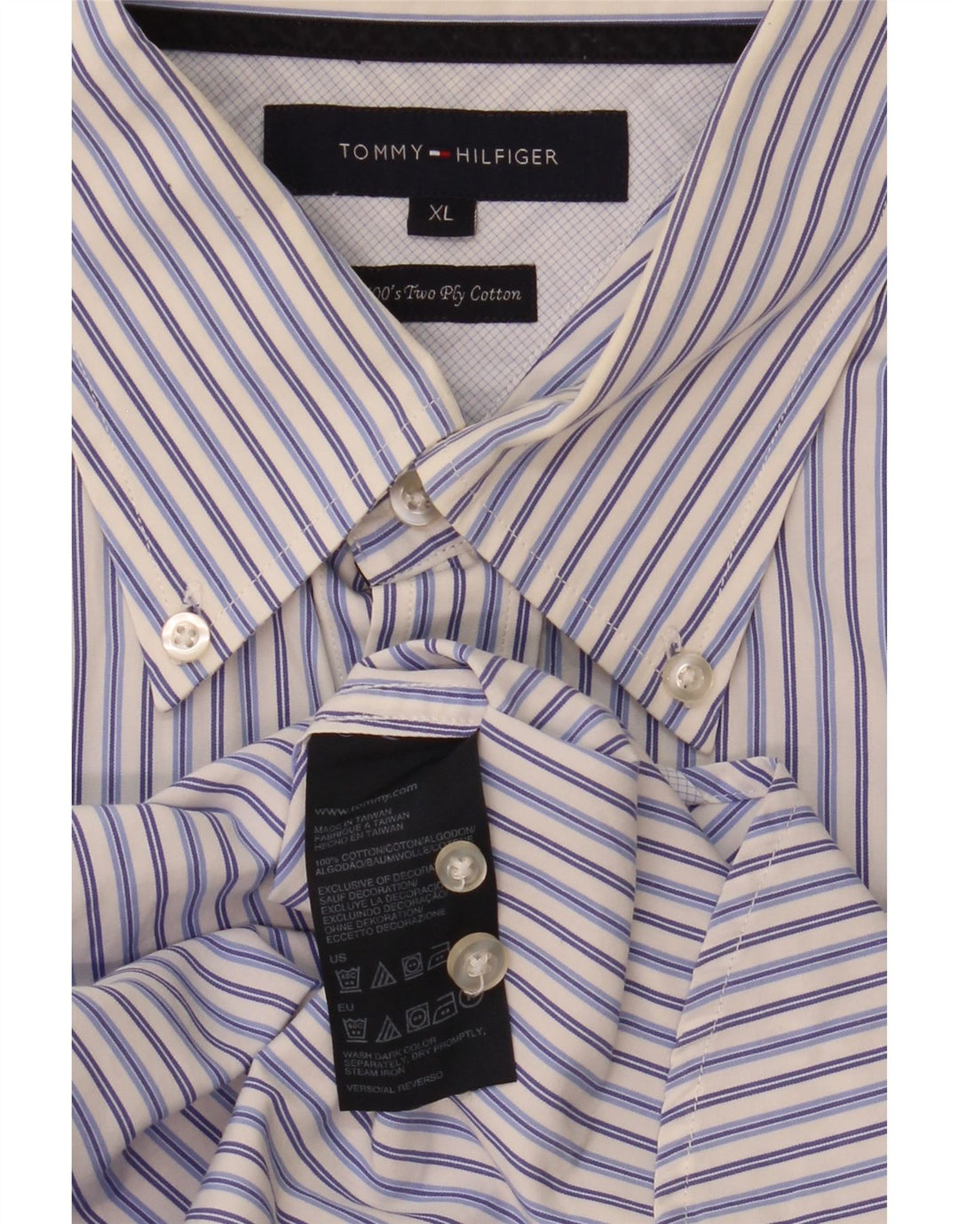 Tommy Hilfiger Chemise Homme XL Bleu Rayé Coton