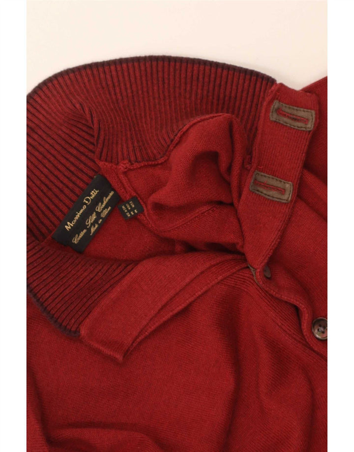 Massimo Dutti Pull à col boutonné pour homme en coton marron moyen