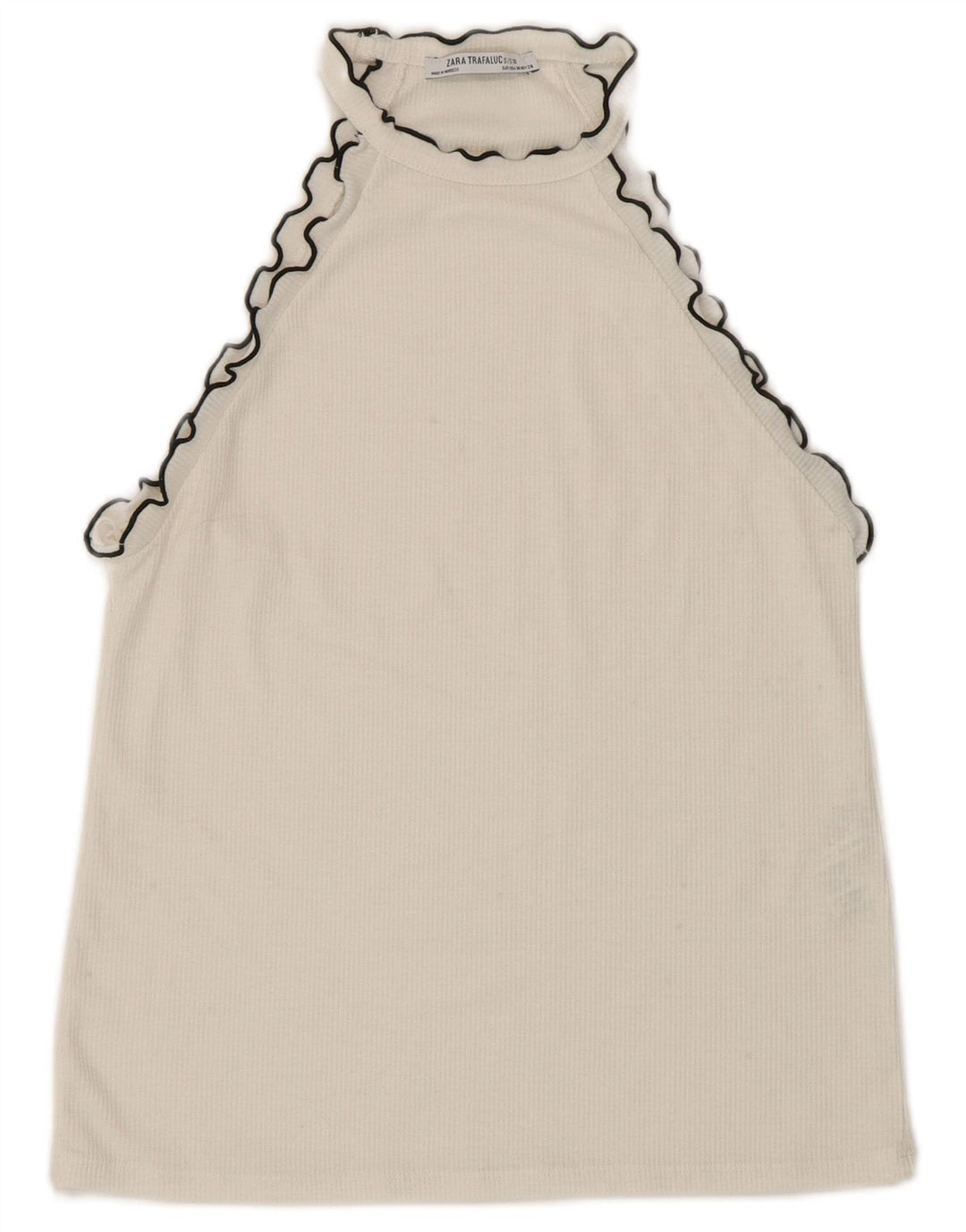 Zara Womens Crop Halter Top UK 12 Moyen Blanc Coton