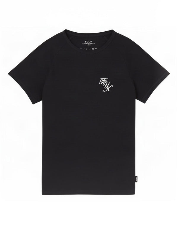 Fcuk T-Shirt Femme Top UK 18 XL Noir Coton