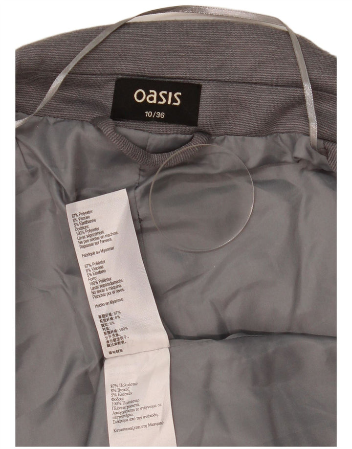 Oasis Veste blazer ouverte pour femme UK 10 Petit gris à fines rayures Polyester