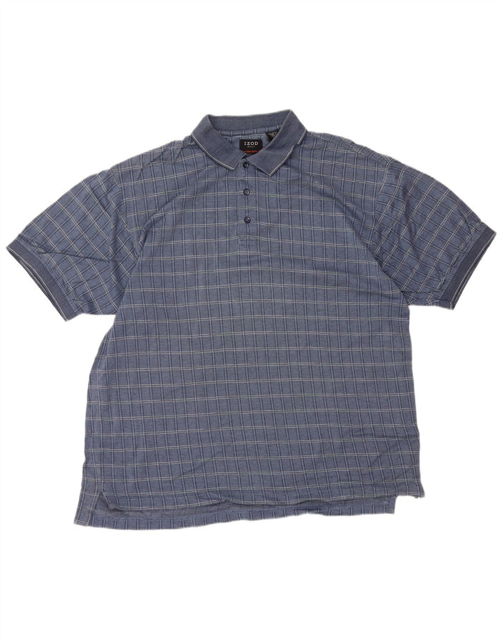 IZOD Polo Homme Grand Carreau Bleu Coton