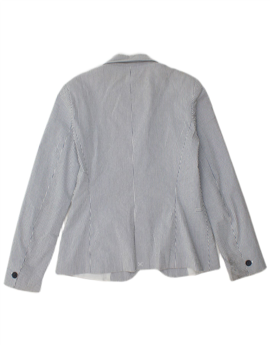 Zara Veste blazer 1 bouton pour femme EU 36 Petit coton bleu à fines rayures