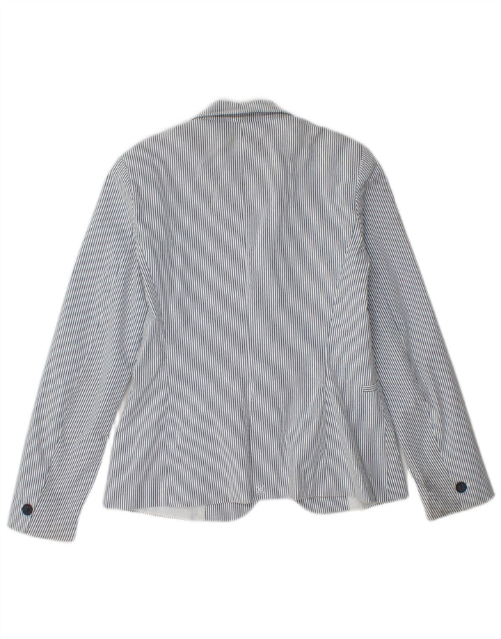 Zara Veste blazer 1 bouton pour femme EU 36 Petit coton bleu à fines rayures