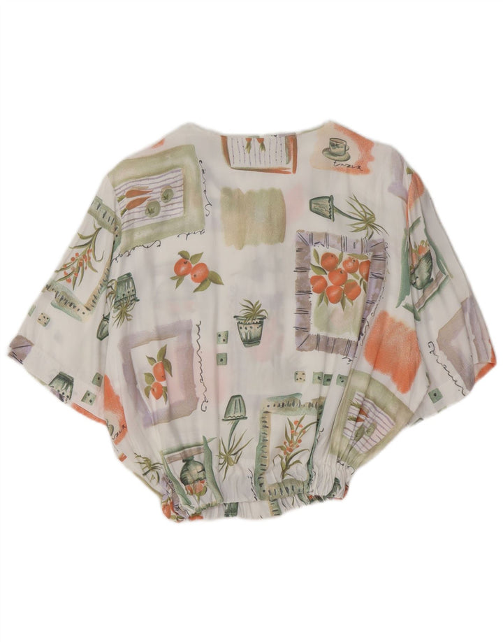 VINTAGE Chemisier chemise à motif abstrait pour femme IT 44 moyen multicolore