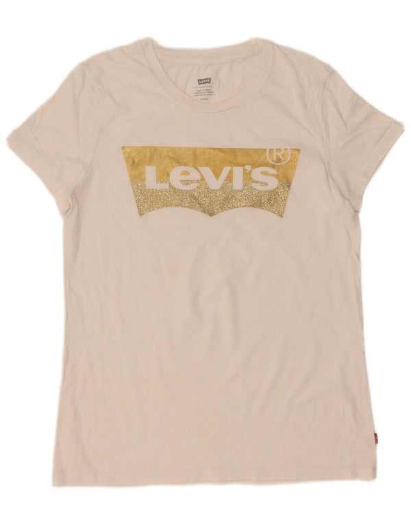 Levi's T-Shirt Graphique Femme UK 10 Small Blanc