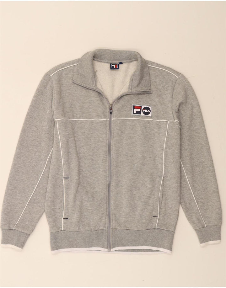 FILA Pull à capuche zippé homme petit gris coton