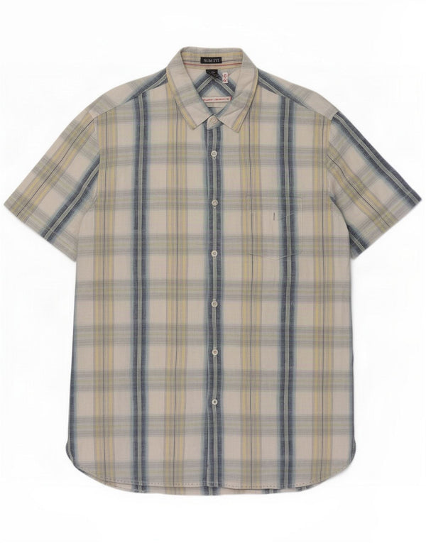 Chemise slim fit White Stuff pour homme en lin à carreaux bleu moyen