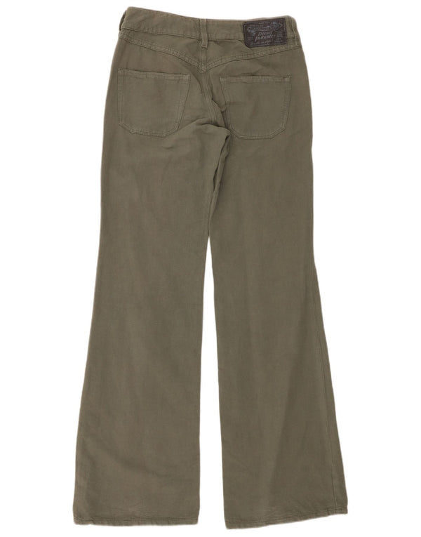 Diesel Womens Flare Casual Trousers W25 L33 Khaki Cotton