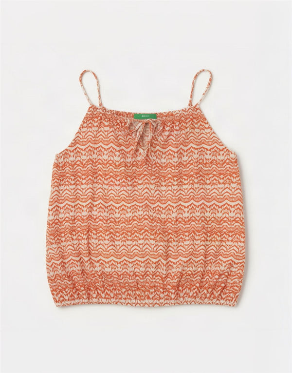 Benetton Femme Caraco Oversize UK 44 Coton Géométrique Rouge Moyen