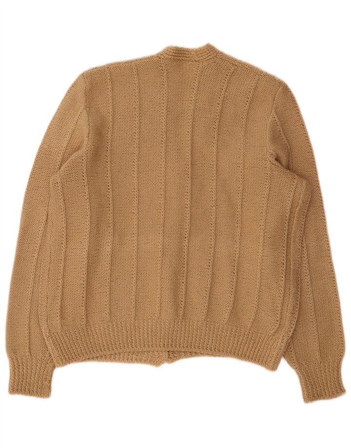 vintage Femme Cardigan Pull UK 14 Grand Beige