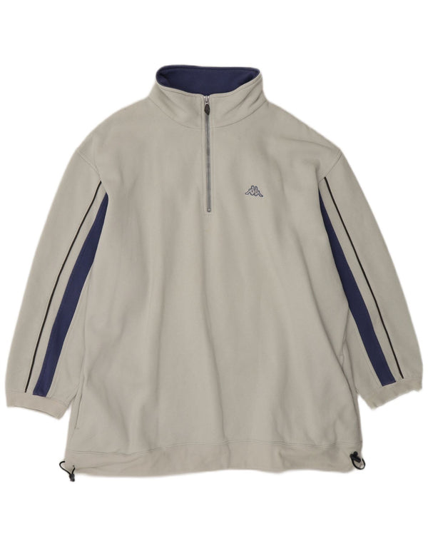 Kappa Sweat-shirt à col zippé pour homme XL en coton blanc cassé