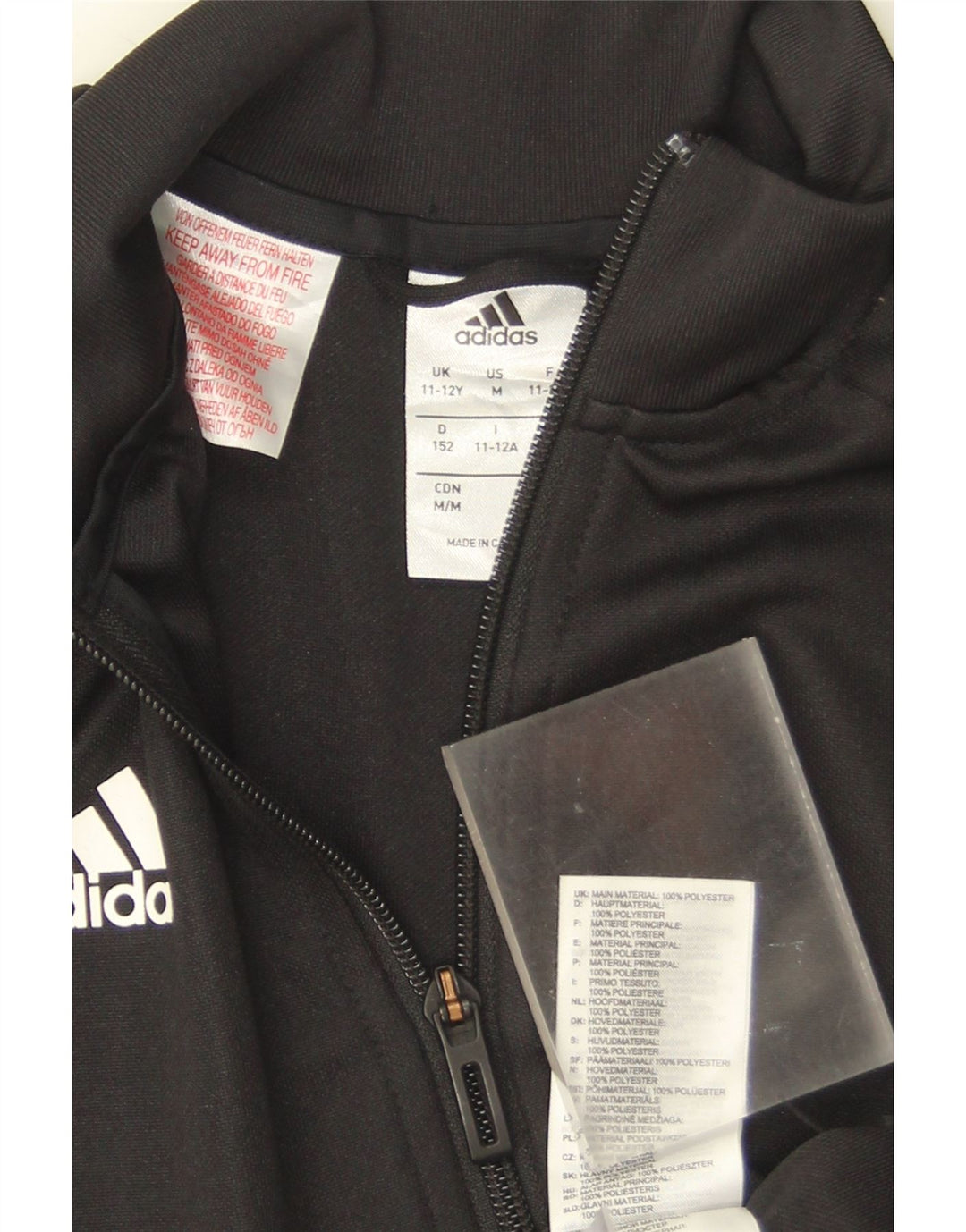 Veste de survêtement Adidas Fille 11-12 ans Noir Polyester