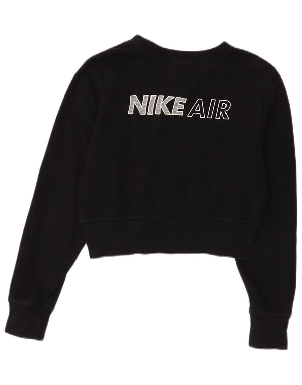 Nike Womens Graphic Crop Sweatshirt Jumper UK 12 Moyen Noir Coton