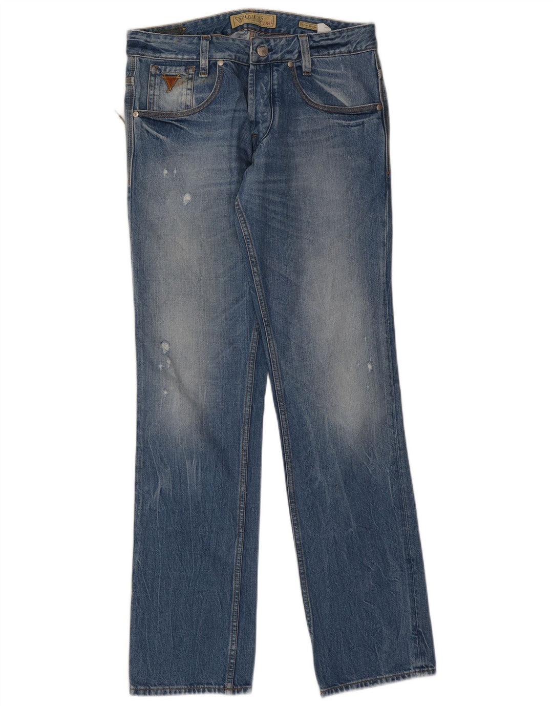 Guess Jean droit vieilli W31 L34 pour homme en coton bleu