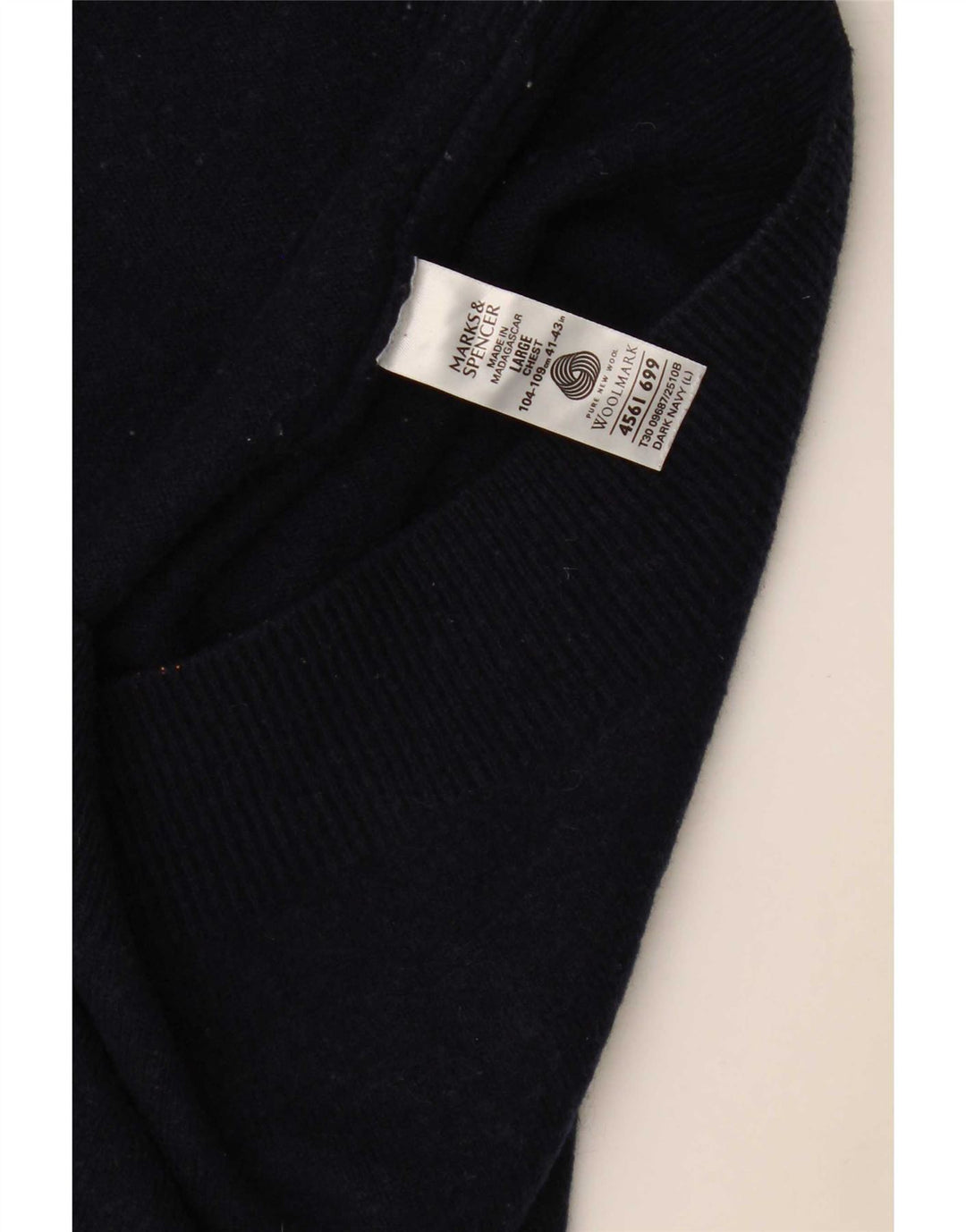 Marks & Spencer Pull col V pour homme en laine d'agneau bleu marine Taille L