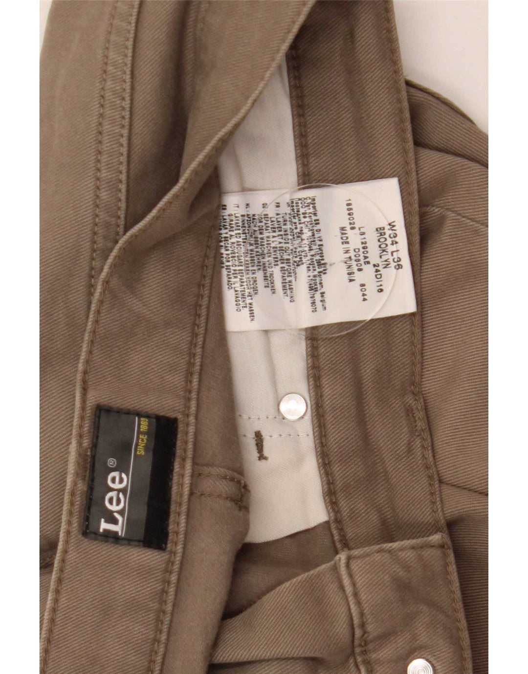Lee Jean Droit Brooklyn Homme W34 L33 Beige Coton