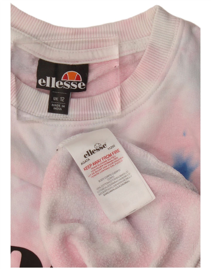 Ellesse Sweat-shirt graphique pour femme UK 42 en coton tie-dye rose moyen