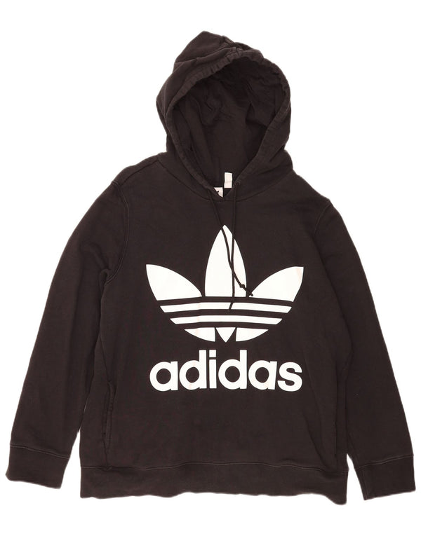 Adidas Pull à capuche graphique pour femme UK 20 2XL Noir Coton