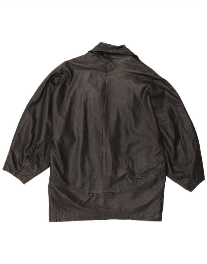 veste en cuir femme vintage UK 16 Grand cuir noir