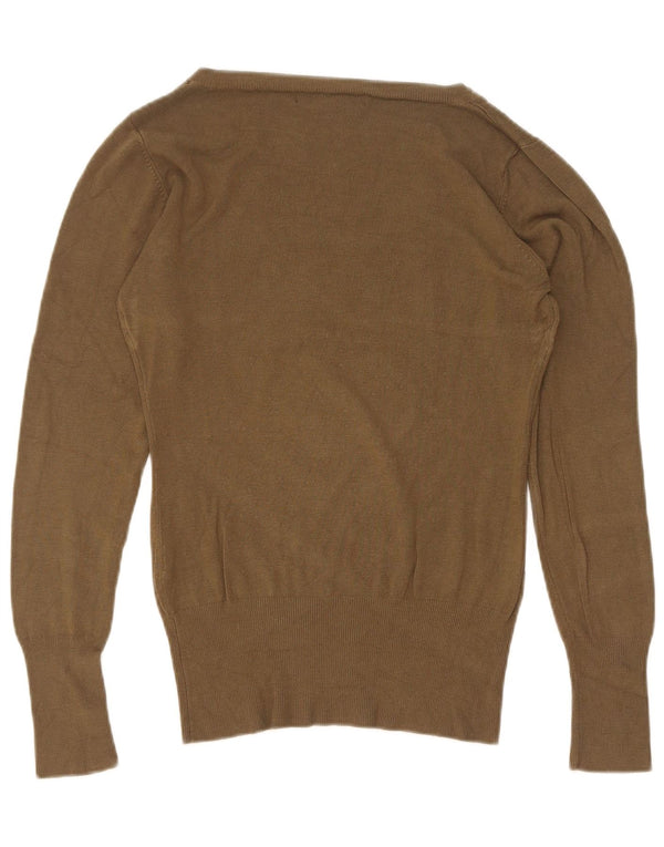 Guess Pull graphique à col bateau pour femme UK 14 Large Kaki Viscose