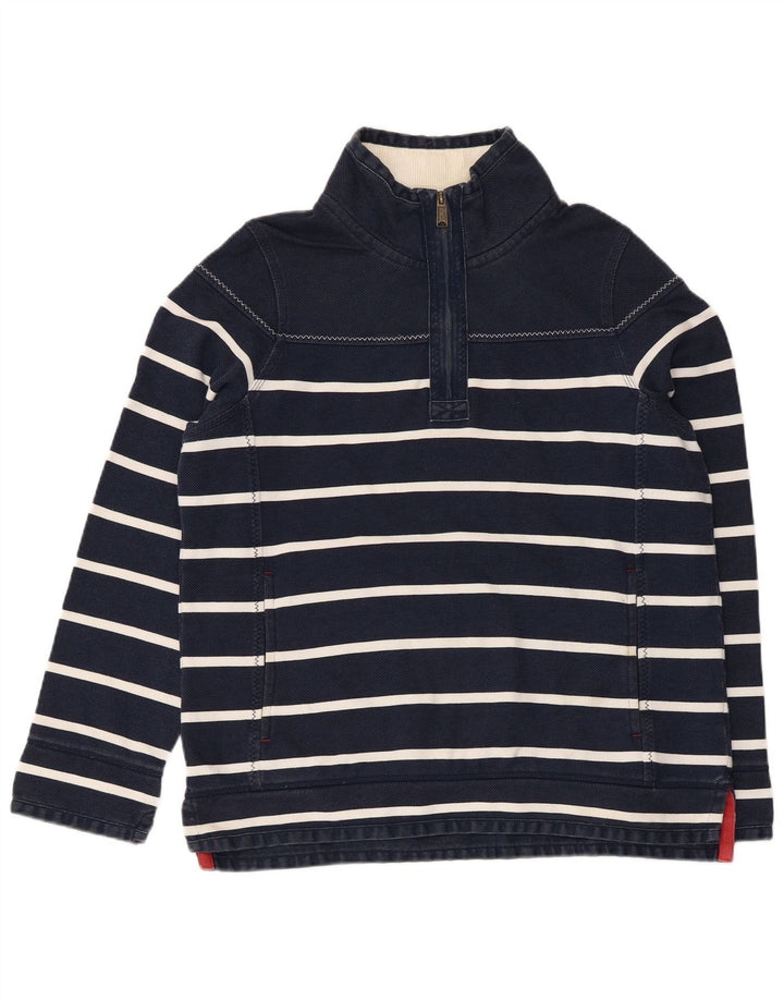 FAT FACE Sweat-shirt à col zippé pour femme UK 12 Bleu marine moyen rayé