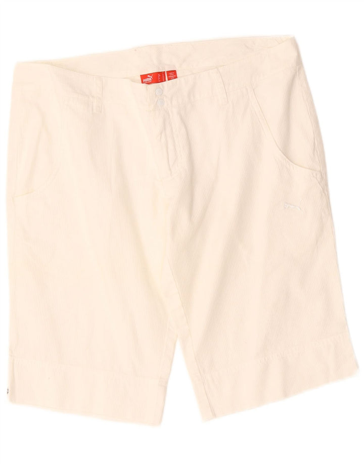 Puma Short décontracté pour femme UK 12 Medium W34 Blanc à fines rayures