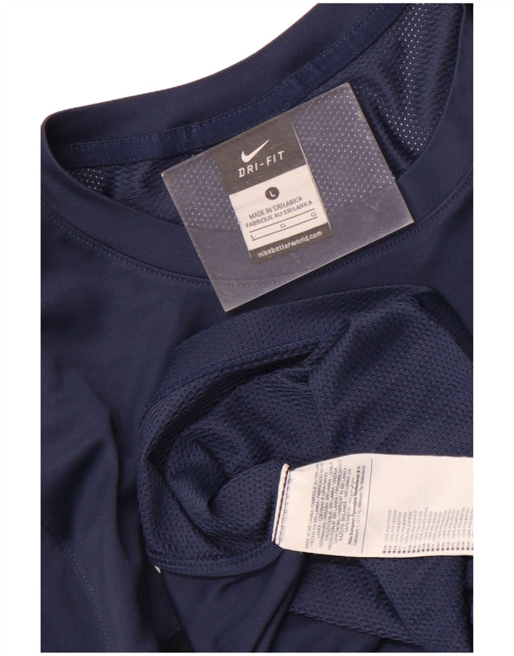 Nike Hommes Dri Fit T-Shirt Haut Large Bleu Marine Polyester